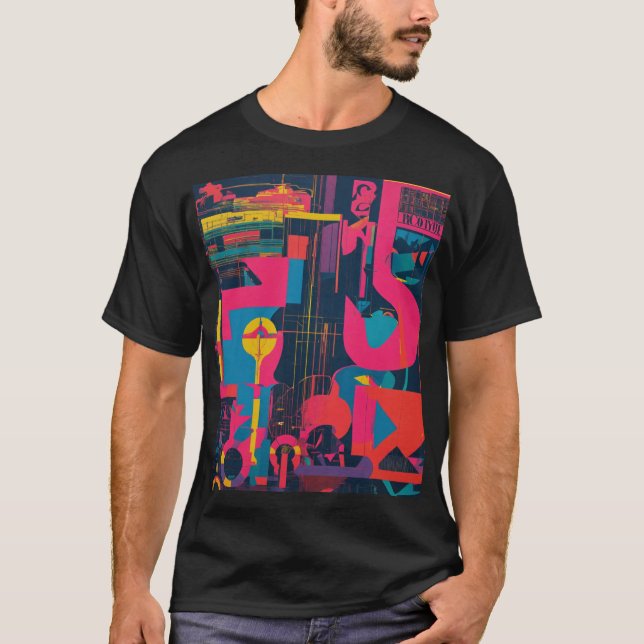 Camiseta Fusión arco iris: diseño multicolor" (Anverso)