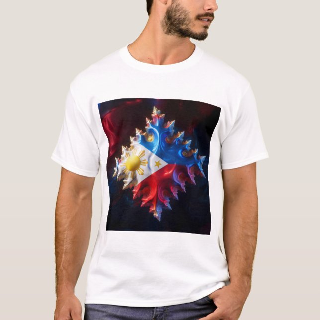 Camiseta Fusión De La Bandera Filipina Y Mandelbrot Fractal (Anverso)