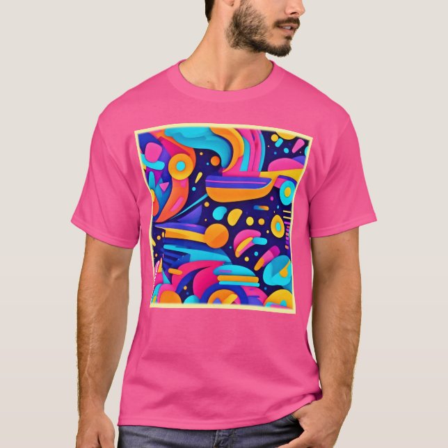 Camiseta Fusión geométrica abstracta colorida (Anverso)