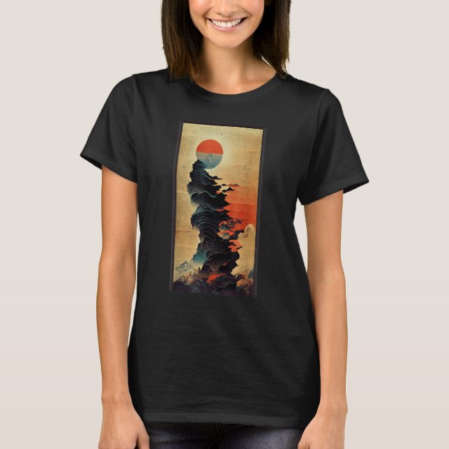 Camiseta Fusión japonesa geométrica de sol brillante (Anverso)