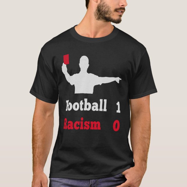 Camiseta Fútbol 1 Racismo 0 Red card holding árbitro (Anverso)