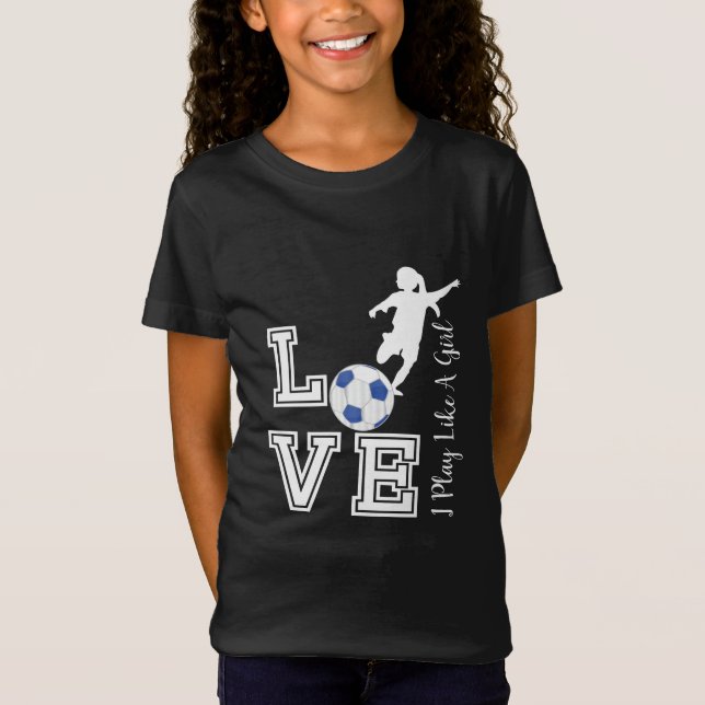 Camiseta Fútbol Amor - Juego Como Un Chica - Azul (Anverso)