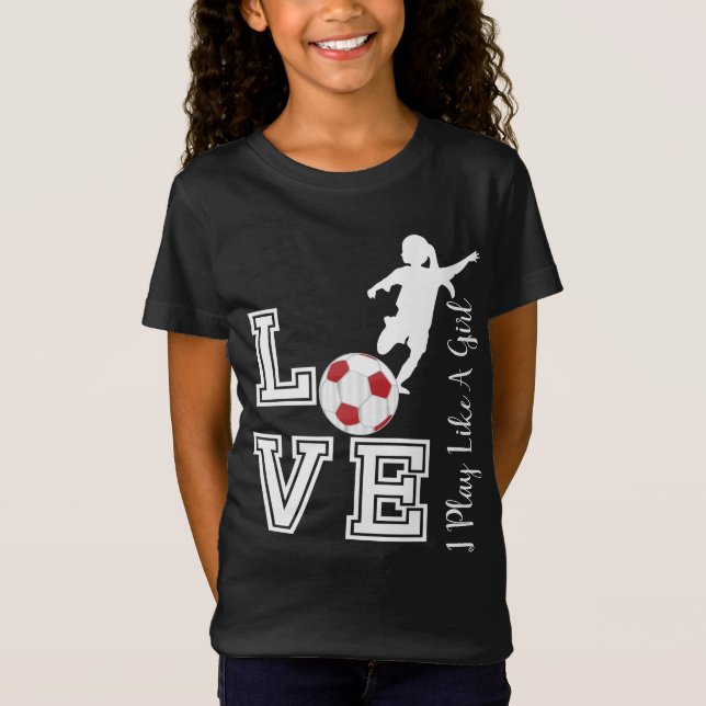 Camiseta Fútbol Amor - Juego Como Un Chica - Rojo (Anverso)