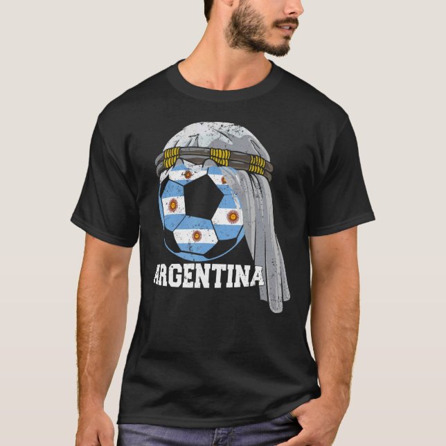 Camiseta Fútbol ARGENTINA 2022 Bandera Pelota árabe Keffiye (Anverso)