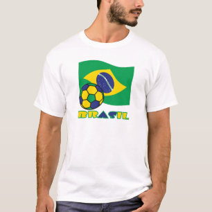 Camiseta Futbol Brasileño y Bandera Brasil en Portugués