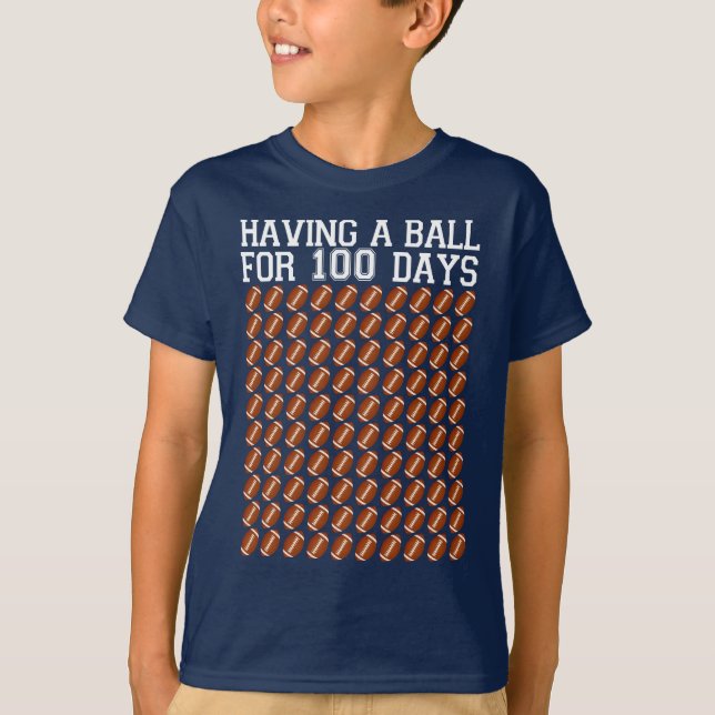 Camiseta fútbol con una pelota durante 100 días de clases (Anverso)