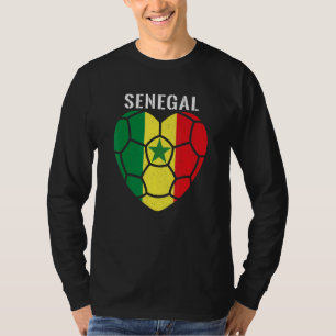 Camiseta Fútbol Corazón Bandera de Senegal Fútbol Americano