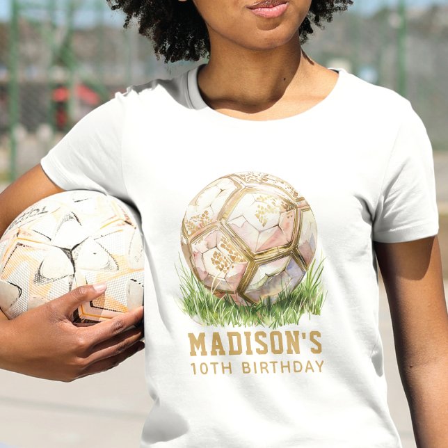 Camiseta Fútbol Cumpleaños Rosa de lujo y oro (Subido por el creador)