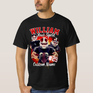 Camiseta Fútbol de Nombre Personalizado Tres Foto Negro y R