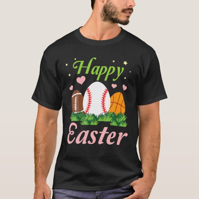 Camiseta Fútbol de Pascua Béisbol Eggs Happy Eas (Anverso)