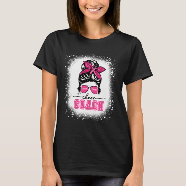 Camiseta Fútbol Desordenado Bun Mom Cheach Coach Cancer Ble (Anverso)
