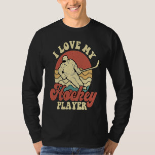 Camiseta Fútbol divertido amo a mi jugador de hockey retro 