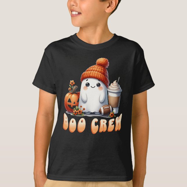 Camiseta Fútbol divertido Halloween Boo Crew Cute Fantasma (Anverso)