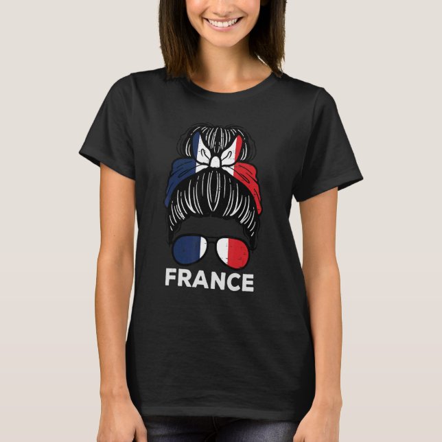 Camiseta Fútbol Fa del Chica francés Hairbun con bandera fr (Anverso)