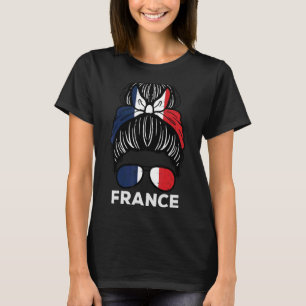 Camiseta Fútbol Fa del Chica francés Hairbun con bandera fr