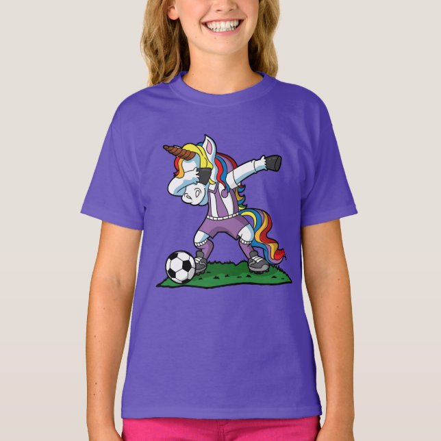 Camiseta Fútbol lindo del unicornio que frota (Anverso)