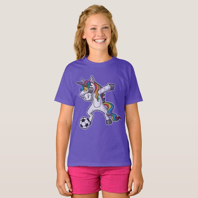 Camiseta Fútbol lindo del unicornio que frota (Anverso completo)