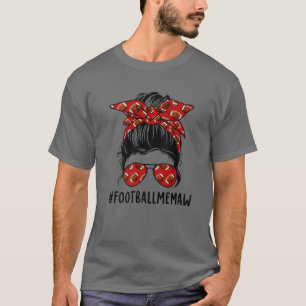 Camiseta Fútbol Memaw Life Messy Bun Football Player Moth