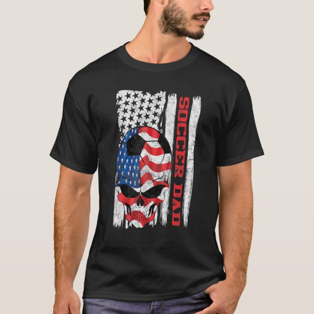Camiseta Fútbol Papá Bandera Americana Skull Sunglass Patri (Anverso)