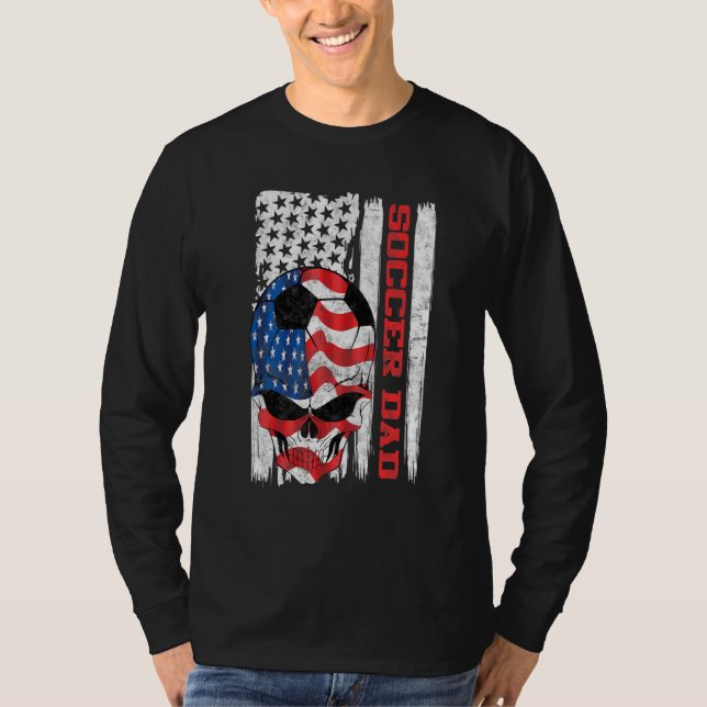 Camiseta Fútbol Papá Bandera Americana Skull Sunglass Patri (Anverso)