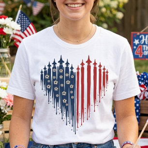Camiseta Futbol USA Corazón Patriótico Goteo Bandera Caza