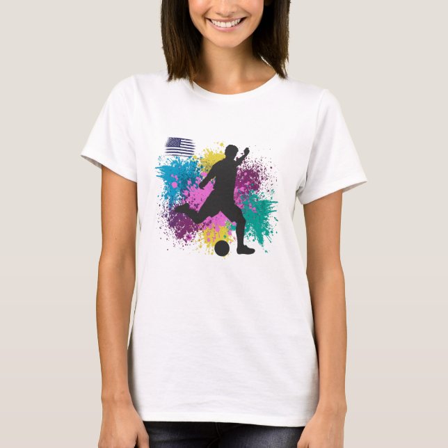 Camiseta Fútbol USA Salpicaduras de Color Grunge (Anverso)