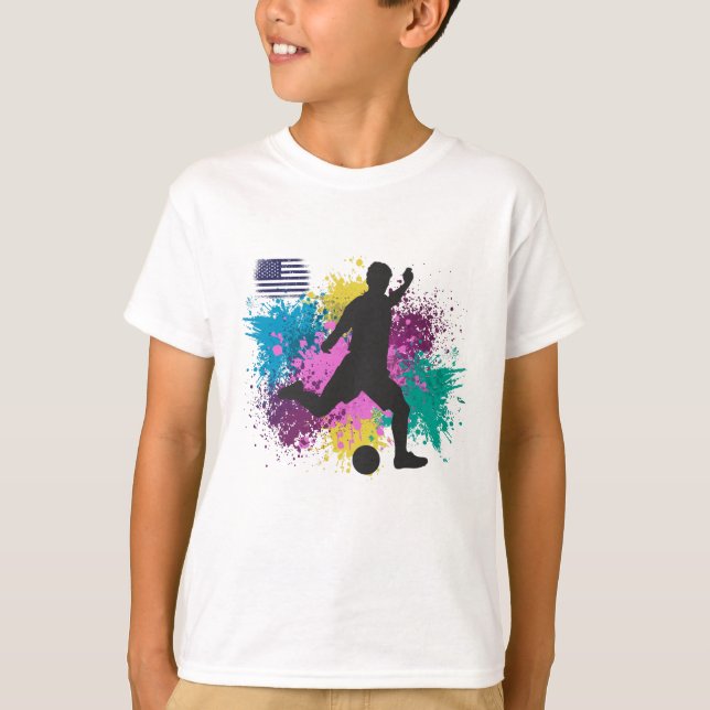 Camiseta Fútbol USA Salpicaduras de Color Grunge (Anverso)