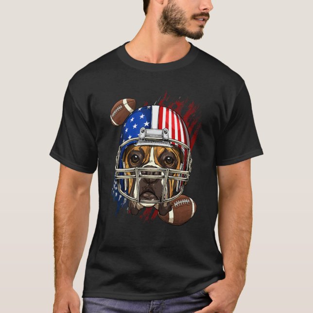 Camiseta Futbolista americano Boxer Dog Face Pat (Anverso)