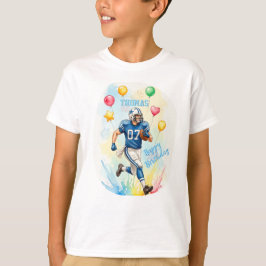 Camiseta Futbolista Cumpleaños Tee, Globos, Fuegos Artifici