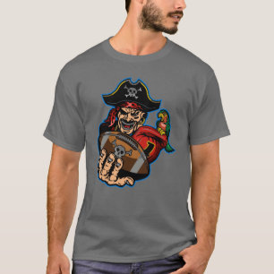 Camiseta futbolista pirata sosteniendo una pelota