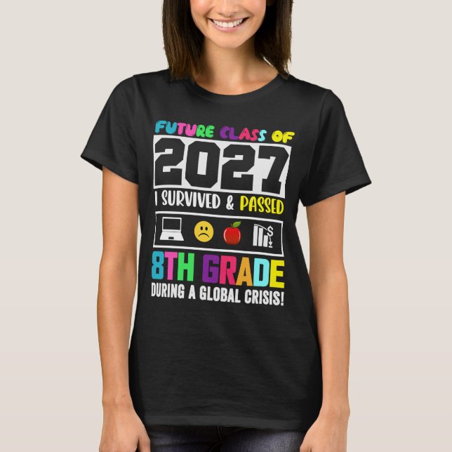 Camiseta Futura Clase De 2027 8ª Graduación Estudiantil (Anverso)