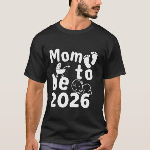 Camiseta Futura Mamá 2026 Cochecito de Bebé Huellas