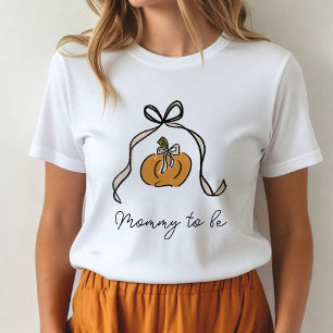 Camiseta Futura Mamá en Halloween Calabaza Lazo Baby Shower