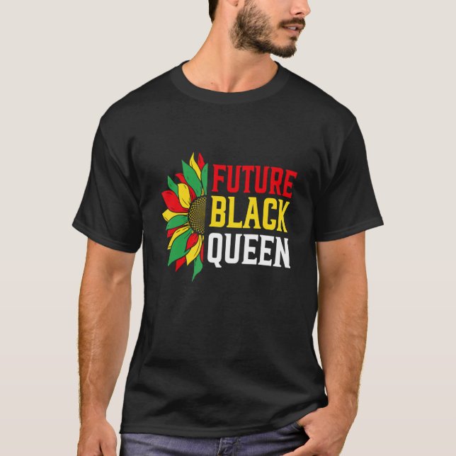 Camiseta Futura Reina Negra Orgullosa Flores Melanin Africa (Anverso)