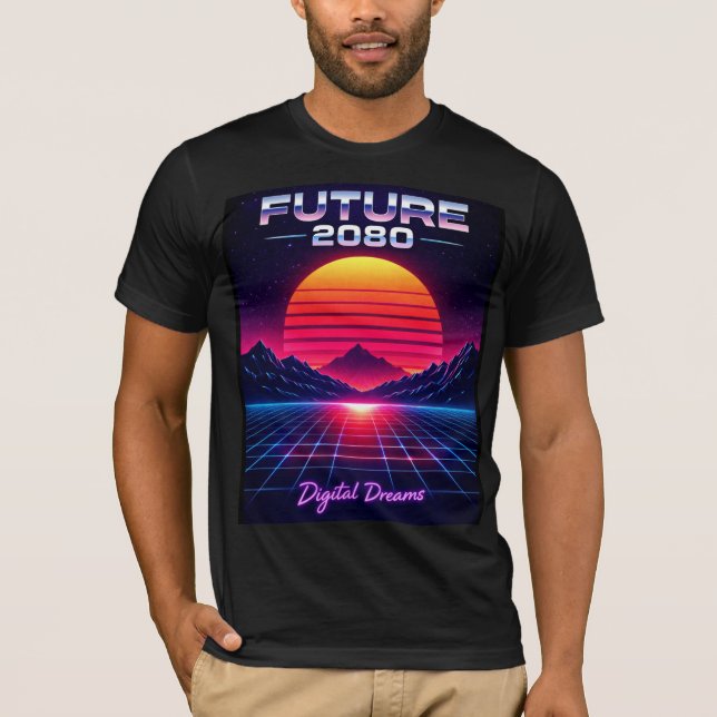 Camiseta Future 2080 Digital Dreams Retro Neon Art Print (Anverso)