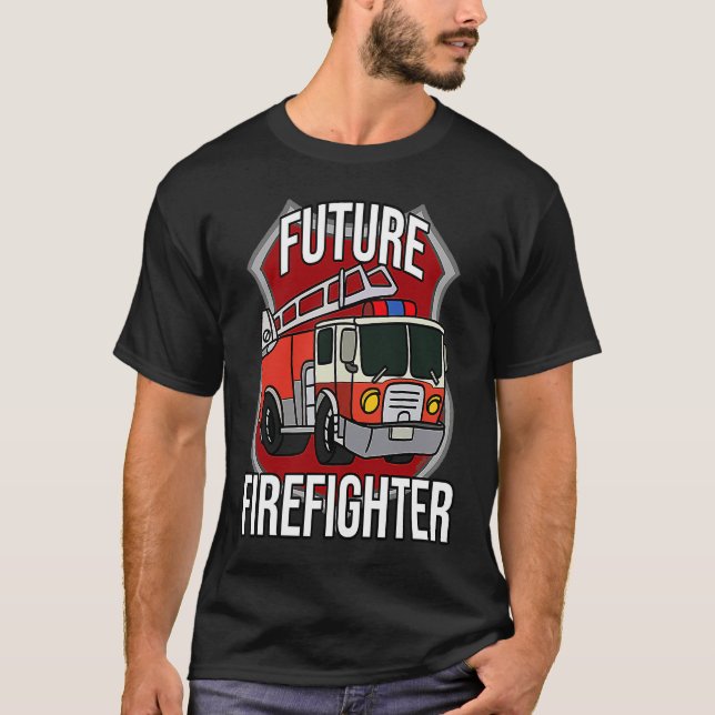 Camiseta Future Firefighter Fireman Fire Truck Car Kids Boy (Anverso)