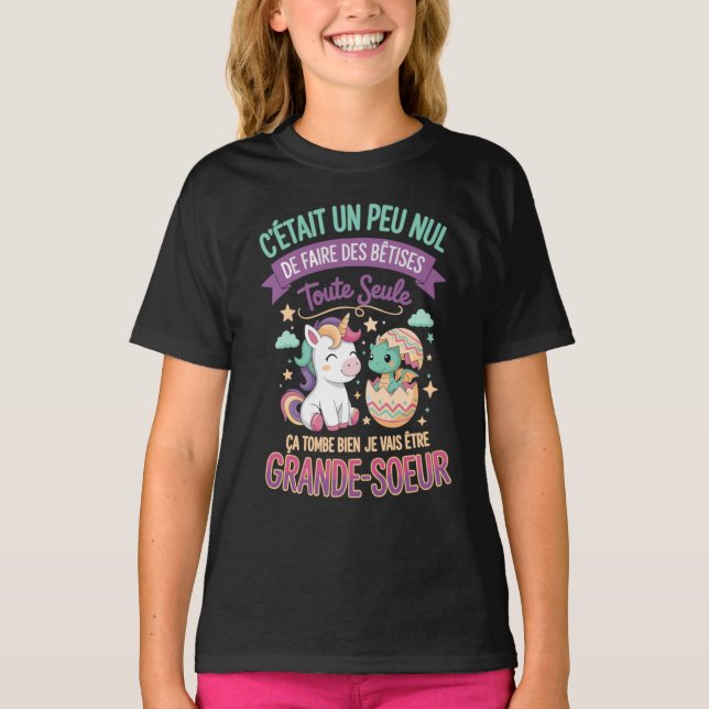 Camiseta Future Grande Soeur Bêtises Idée Cadeau Annonce  (Anverso)