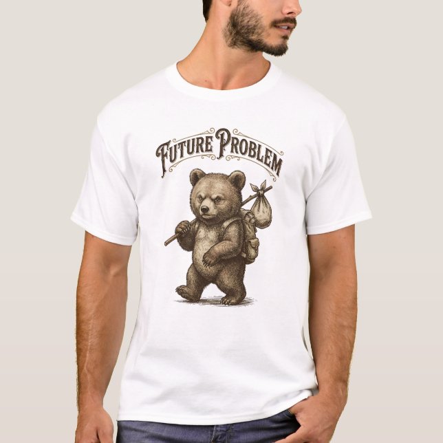 Camiseta Future Problem Funny Vintage Bear Runaway (Anverso)