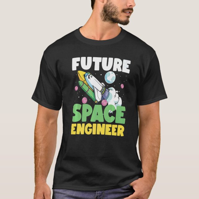 Camiseta Future Space Engineer Rocket In Galaxy (Anverso)