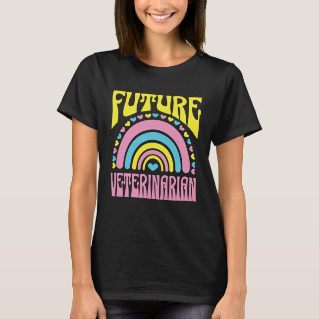 Camiseta Future Veterinarian Bright Retro Rainbow Veterinar (Anverso)