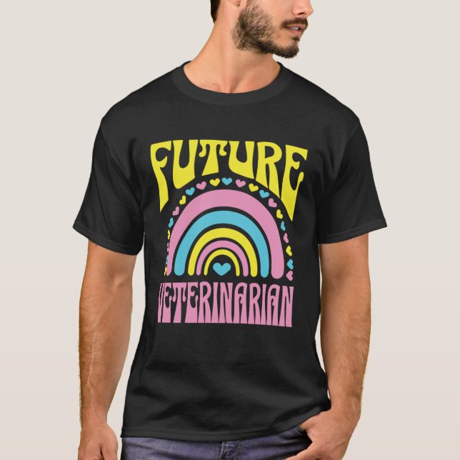Camiseta Future Veterinarian Bright Retro Rainbow Veterinar (Anverso)