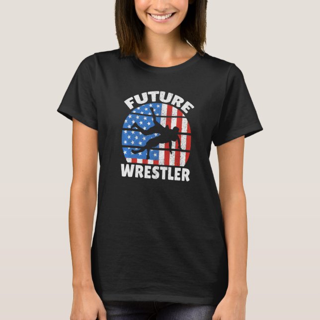 Camiseta Future Wrestler American US Flag Wrestle Boys Kids (Anverso)