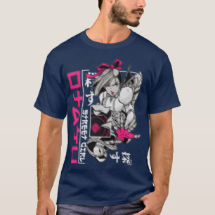 Camiseta Futurismo Chicas de Samurai Anime Art Glitch Estét
