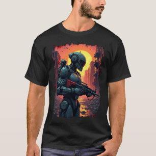 Camiseta Futurista apocalipsis Cyborg Wasteland Tee