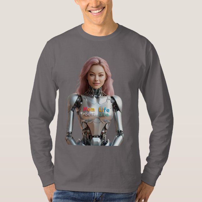 Camiseta Futurista De Robot Mom (Anverso)