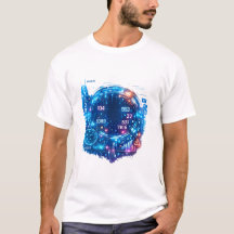 Camiseta futurista de tecnología de astronauta par