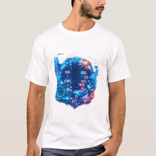 Camiseta futurista de tecnología de astronauta par