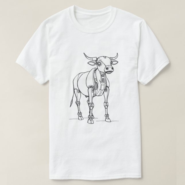 Camiseta futurista de vaca robótica (Diseño del anverso)