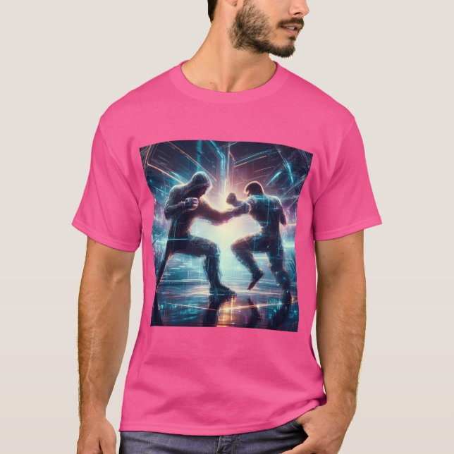 Camiseta Futurista lucha contra la Mma al estilo del ciberp (Anverso)