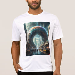 Camiseta Futurista portal de planetas alienígenas con puert